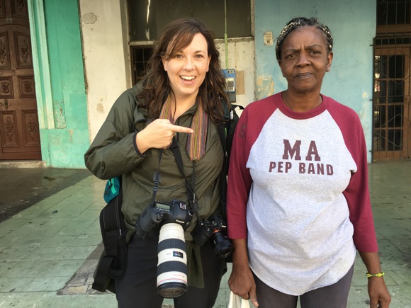 Betsy and woman in Cuba with M-A tshirt