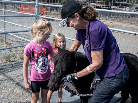 Kids and animals happily interact at Jasper Ridge Fun on the Farm Day