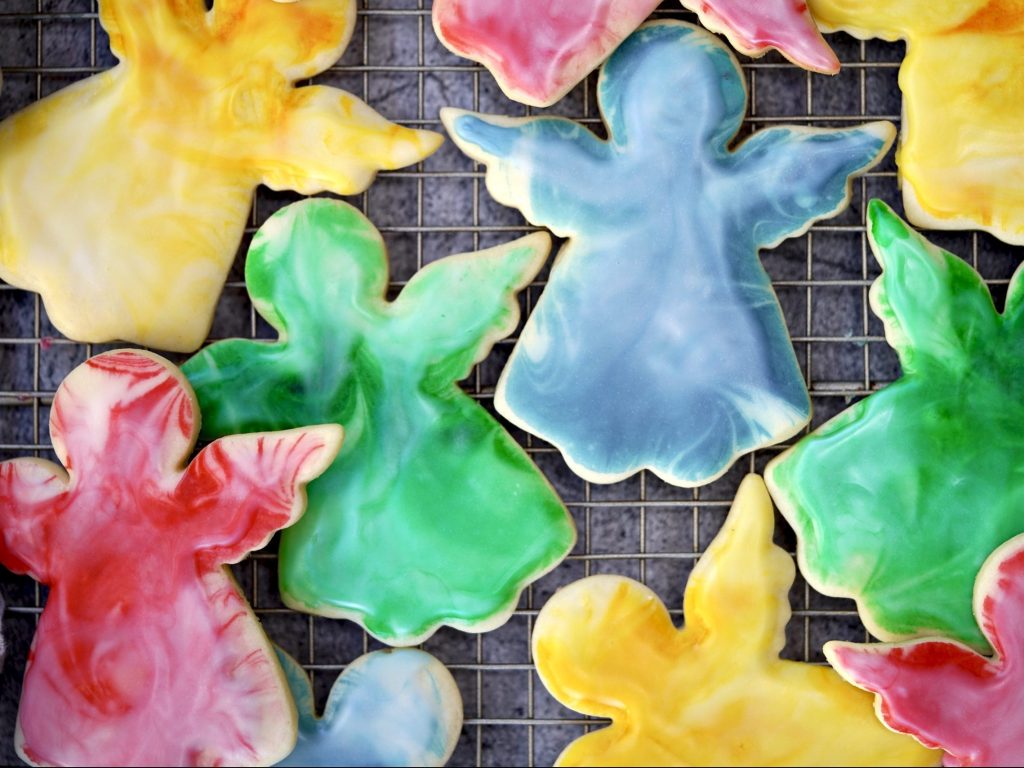Cheery marbled Christmas cut-out cookies to bake and eat