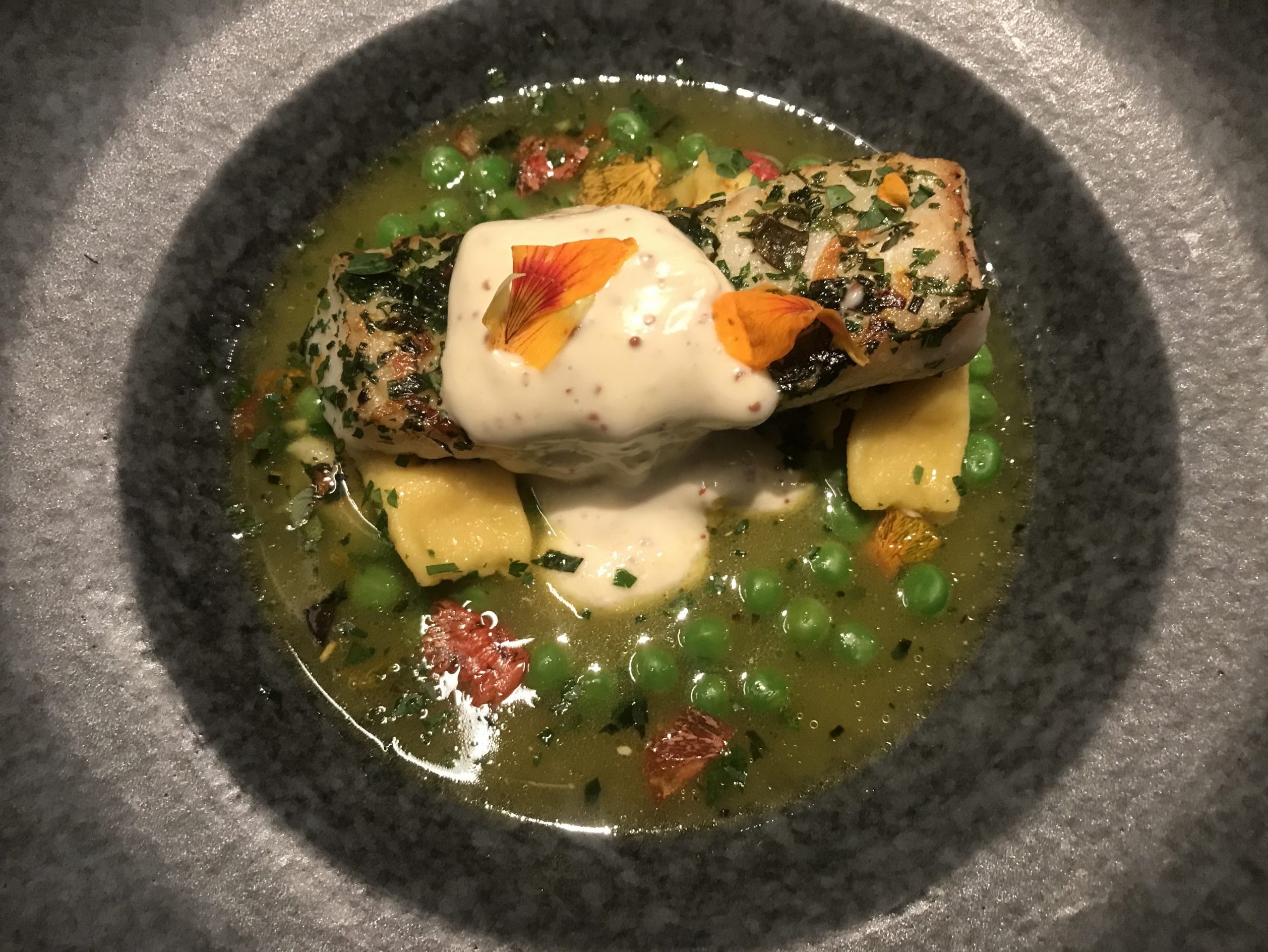 Spotted Halibut as pretty as it tastes at Flea Street InMenlo