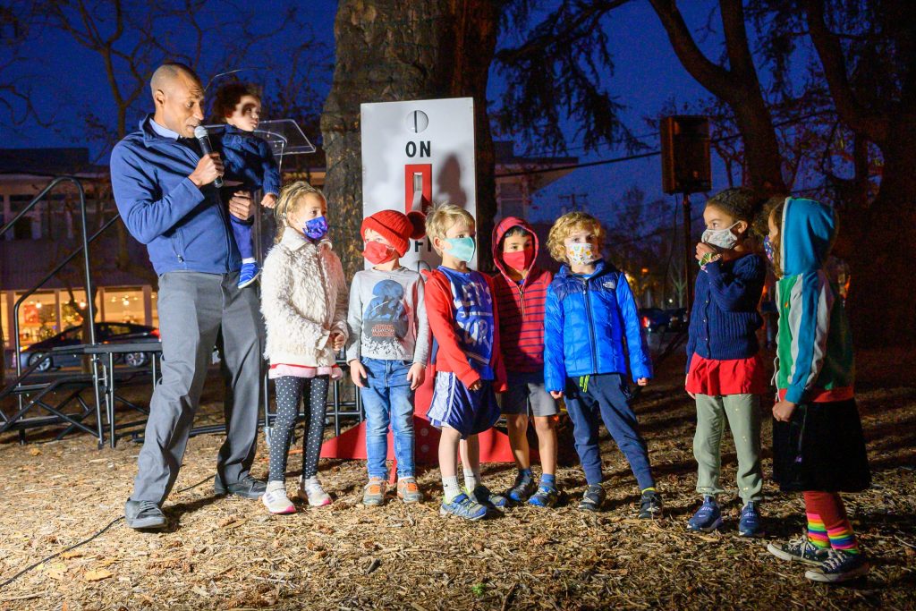 Tree in Fremont Park is lit for the holiday season
