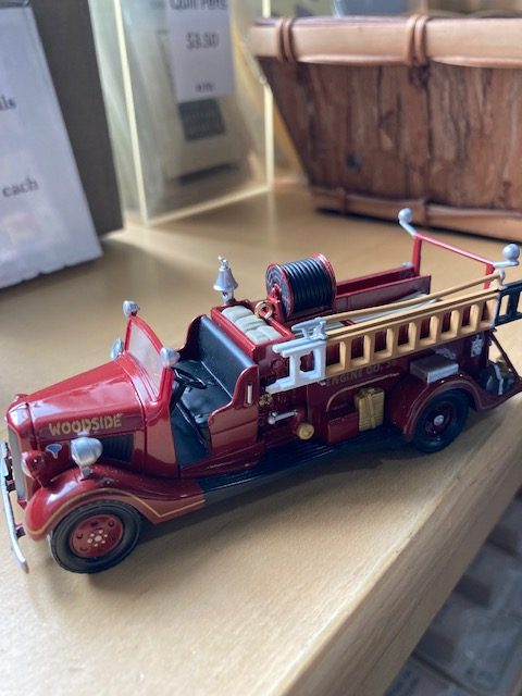 Woodside fire truck ornament for sale at San Mateo County History Museum