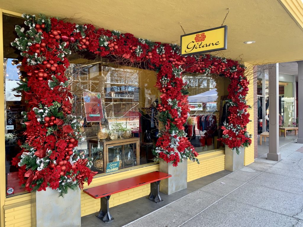 Spotted: Pretty holiday storefront at Gitane in downtown Menlo Park