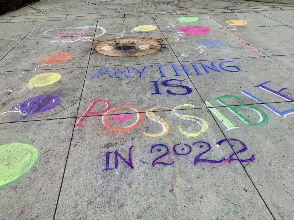 Spotted: Chalk drawing at Oak Knoll School to get the year off to a good start