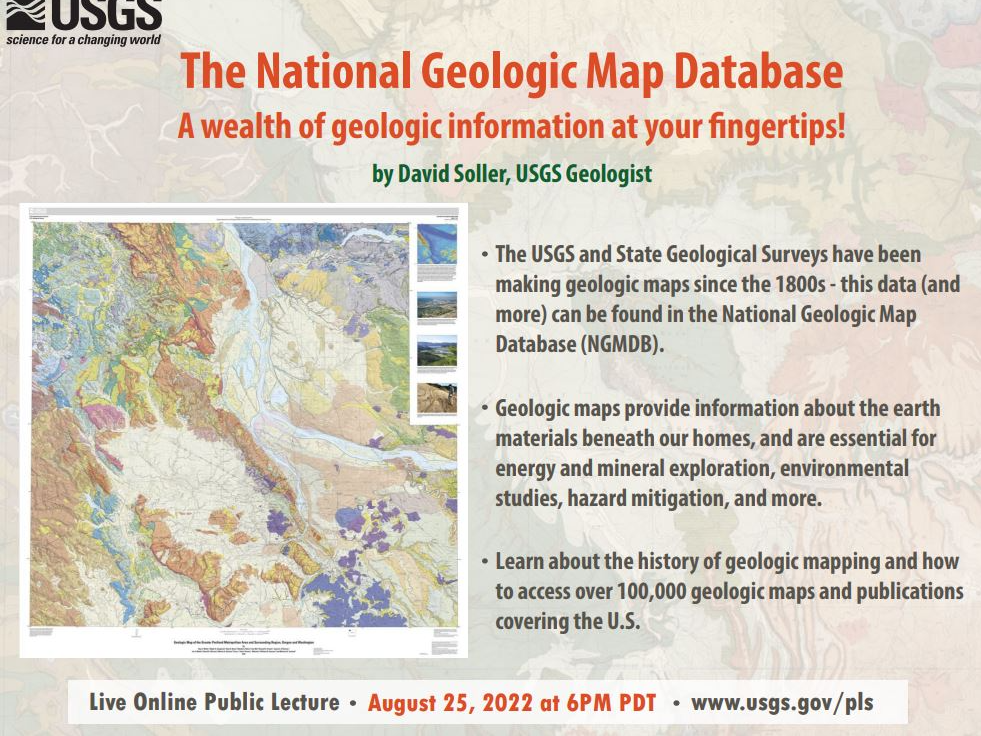 The National Geologic Map Database is topic on August 25