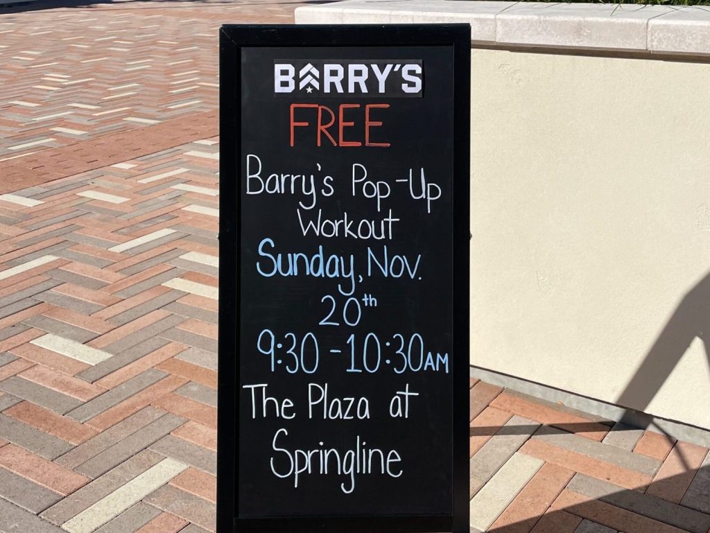 Barry’s Bootcamp Pop-up at Springline on November 20