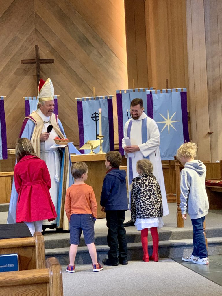 Spotted: Bishop of Myra aka St. Nicholas visiting Trinity Church in Menlo Park