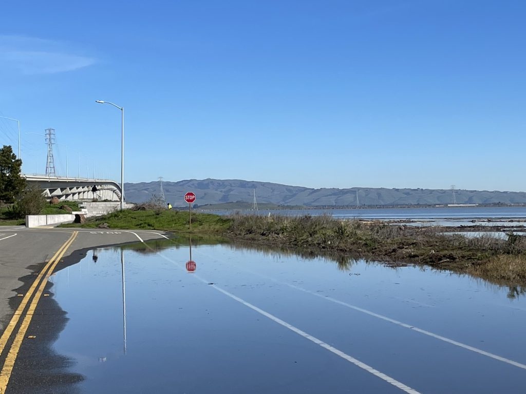 Spotted: Flooding caused by King Tide near Dumbarton Bridge in Menlo Park