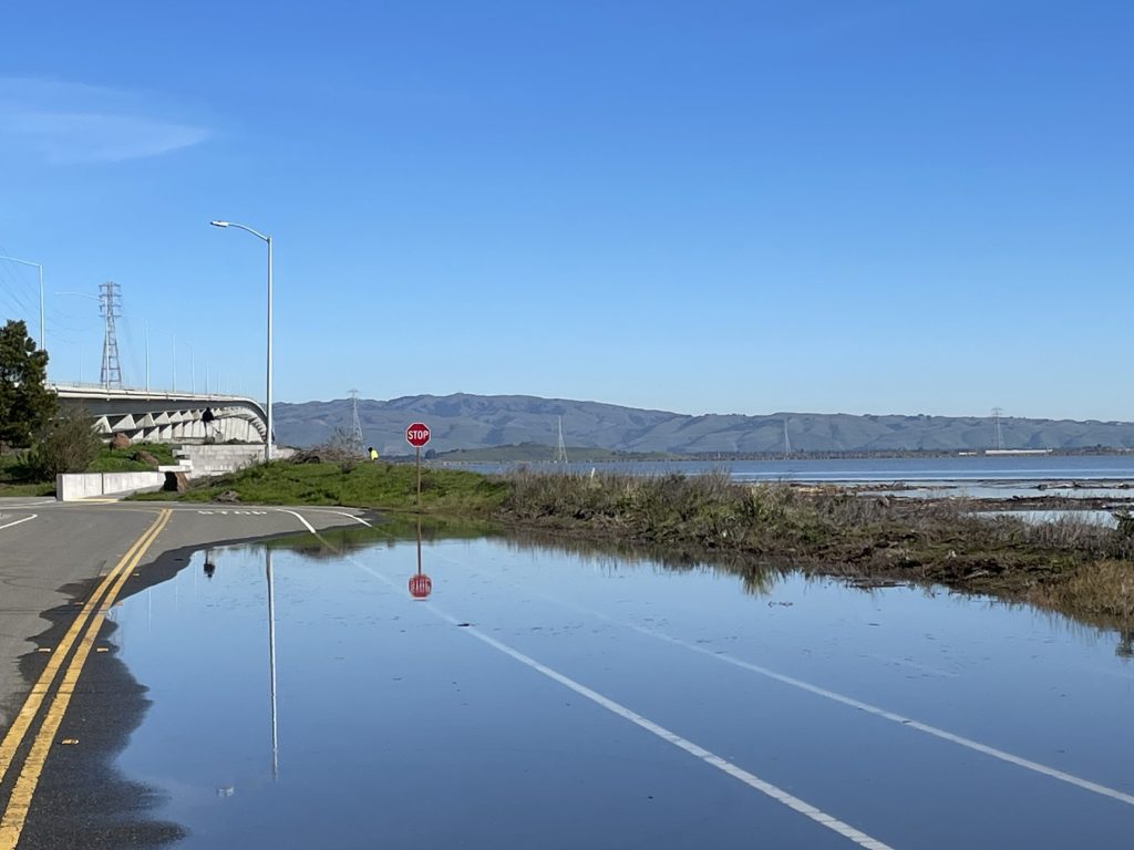 Spotted: Flooding caused by King Tide near Dumbarton Bridge in Menlo Park