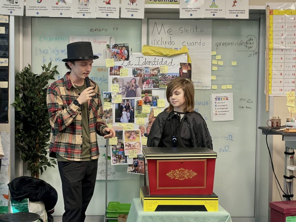 Spotted: Sixth grade magician performing tricks at Laurel School