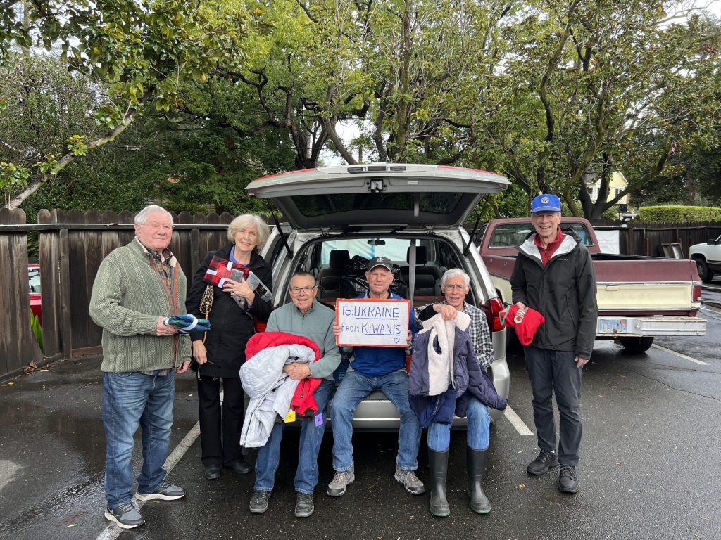 Spotted: Menlo Park Kiwanis members with collected clothing for Ukraine