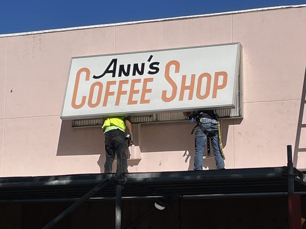 Spotted: Ann’s Coffee Shop sign coming down