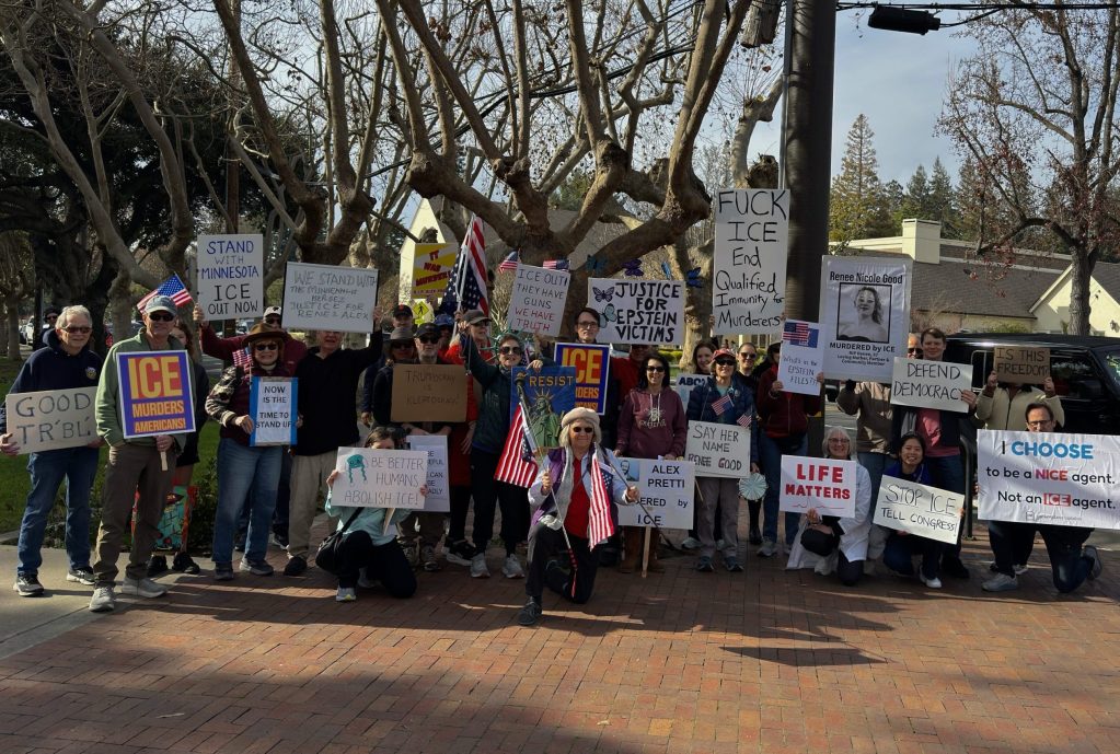 Spotted: Menlo Speaks Out protesting ICE activity