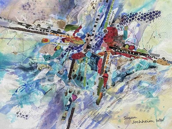 Watercolor and mixed media paintings by Susan Jochheim featured at Portola Art Gallery in March