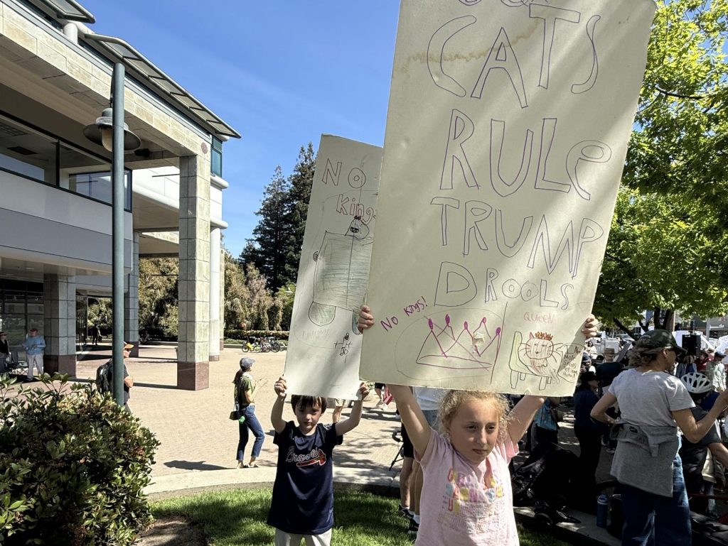 Spotted: Young participants at No Kings Day 3 in Menlo Park
