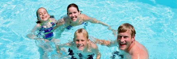 family swimming