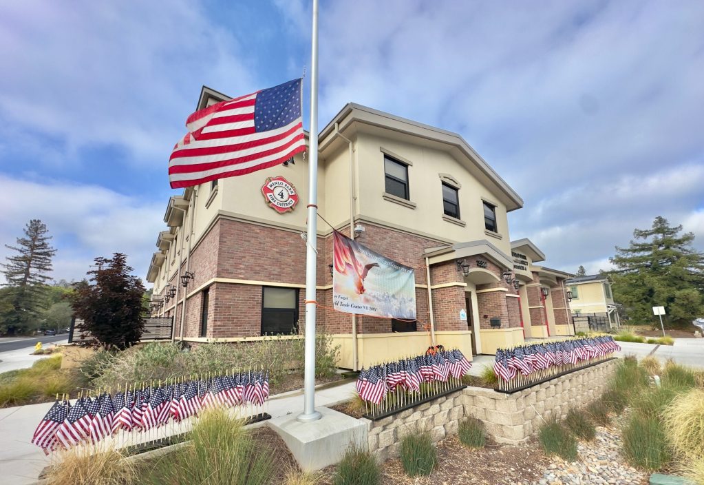 Spotted: Flags in front of Menlo Park’s Fire Station 4
